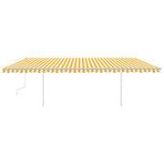 Vidaxl luifel extensible manuellement avec des poteaux 6x3 m jaune et blanc - afbeelding 3