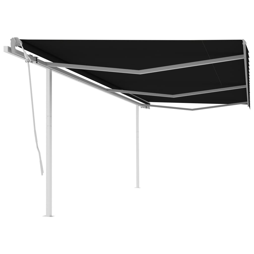 Vidaxl luifel extensible manuellement avec des poteaux 6x3 m anthracite -colored