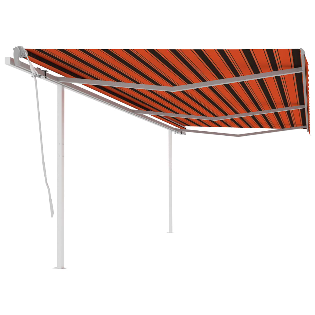 Vidaxl luifel extensible manuellement avec des poteaux 6x3 m orange et brun