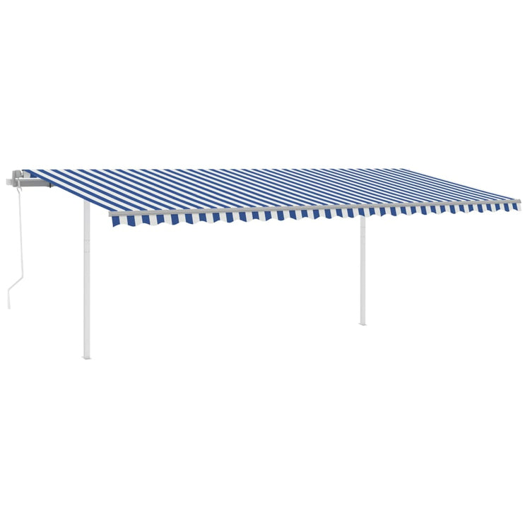 Vidaxl Luifel a automatiquement extensible avec des poteaux de 6x3 m bleu et blanc