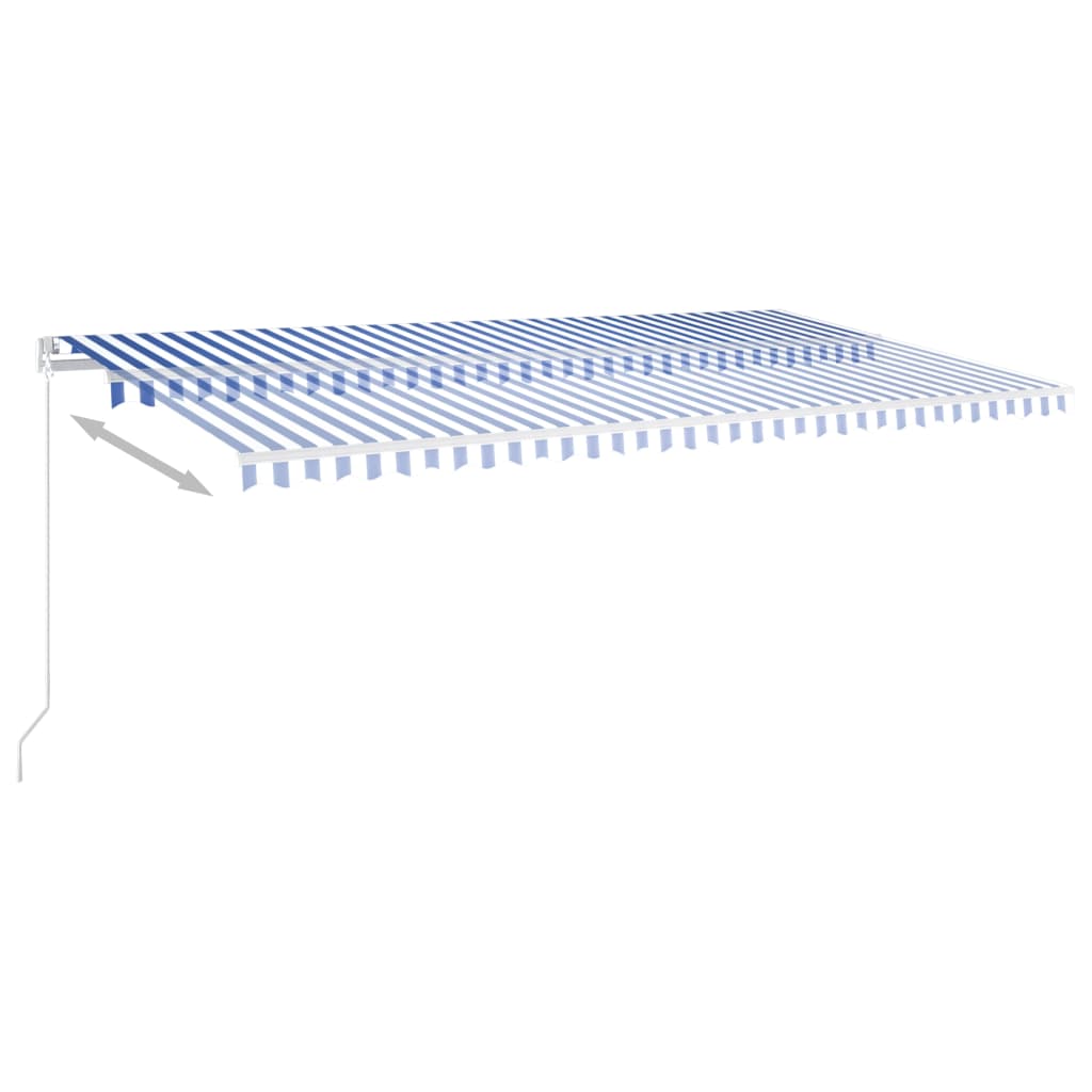Vidaxl luifel automatique avec led et capteur de vent 6x3 m bleu et blanc