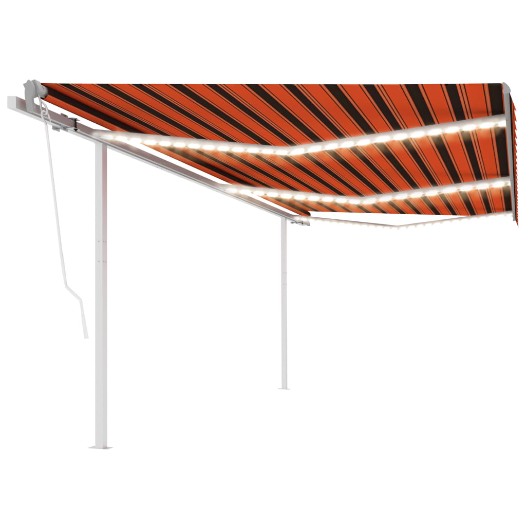 Vidaxl luifel automatique avec led et capteur de vent 6x3 m orange et marron