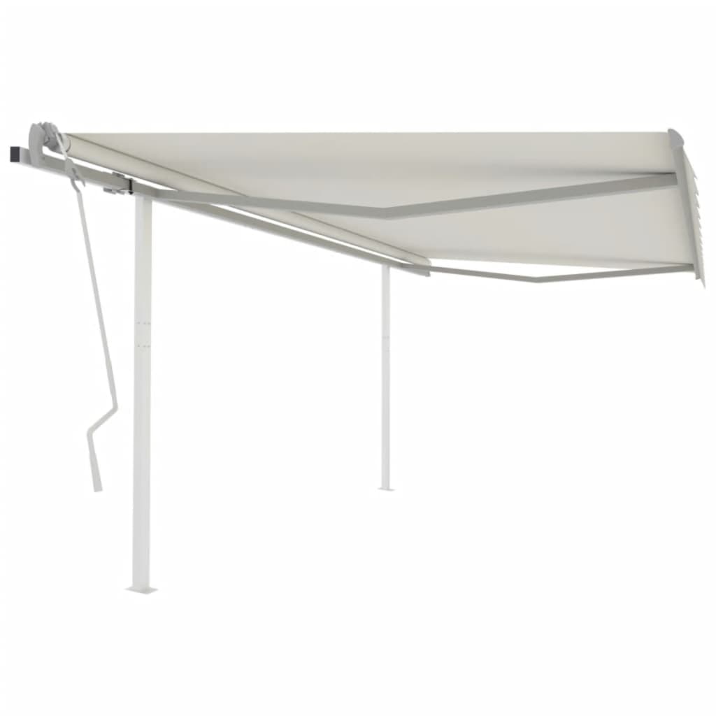 Vidaxl Luifel extensible manuellement avec des poteaux 4x3,5 m crème -colored