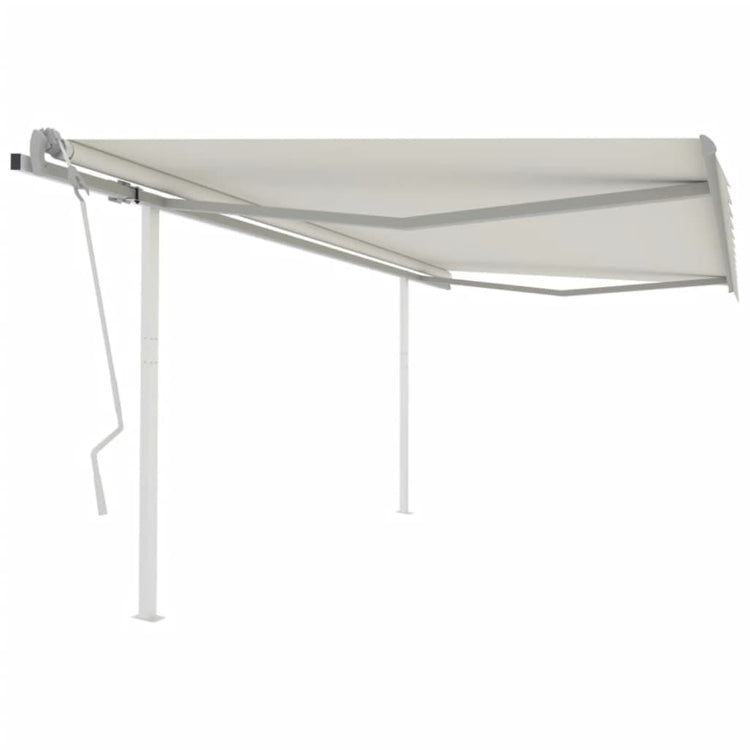 Vidaxl Luifel extensible manuellement avec des poteaux 4x3,5 m crème -colored