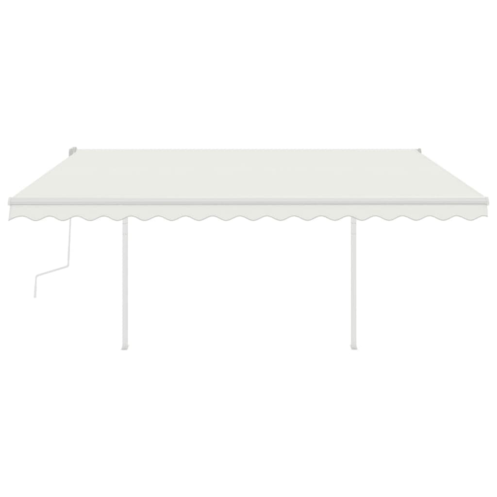 Vidaxl Luifel extensible manuellement avec des poteaux 4x3,5 m crème -colored