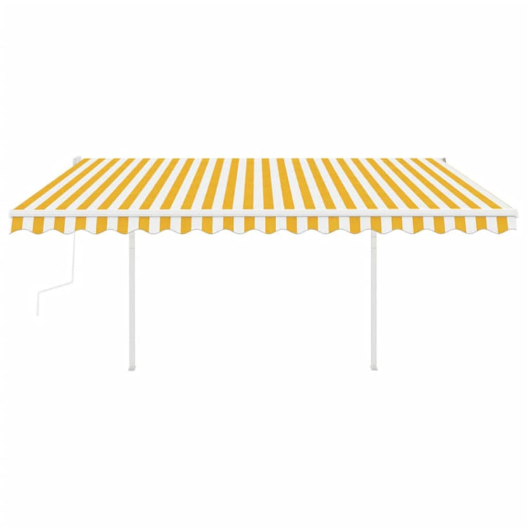 Vidaxl luifel extensible manuellement avec des poteaux 4x3,5 m jaune et blanc