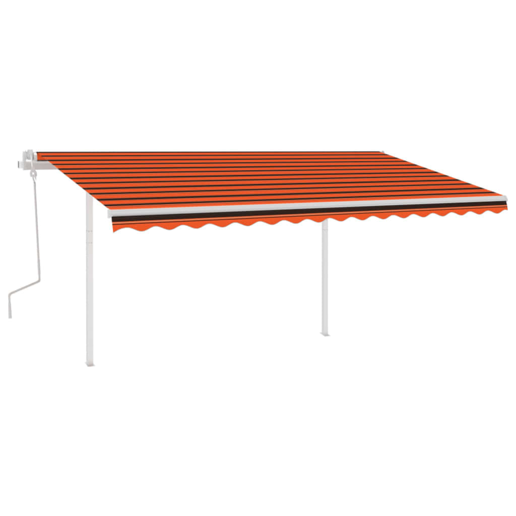 Vidaxl Luifel extensible manuellement avec des poteaux 4x3,5 m orange et brun