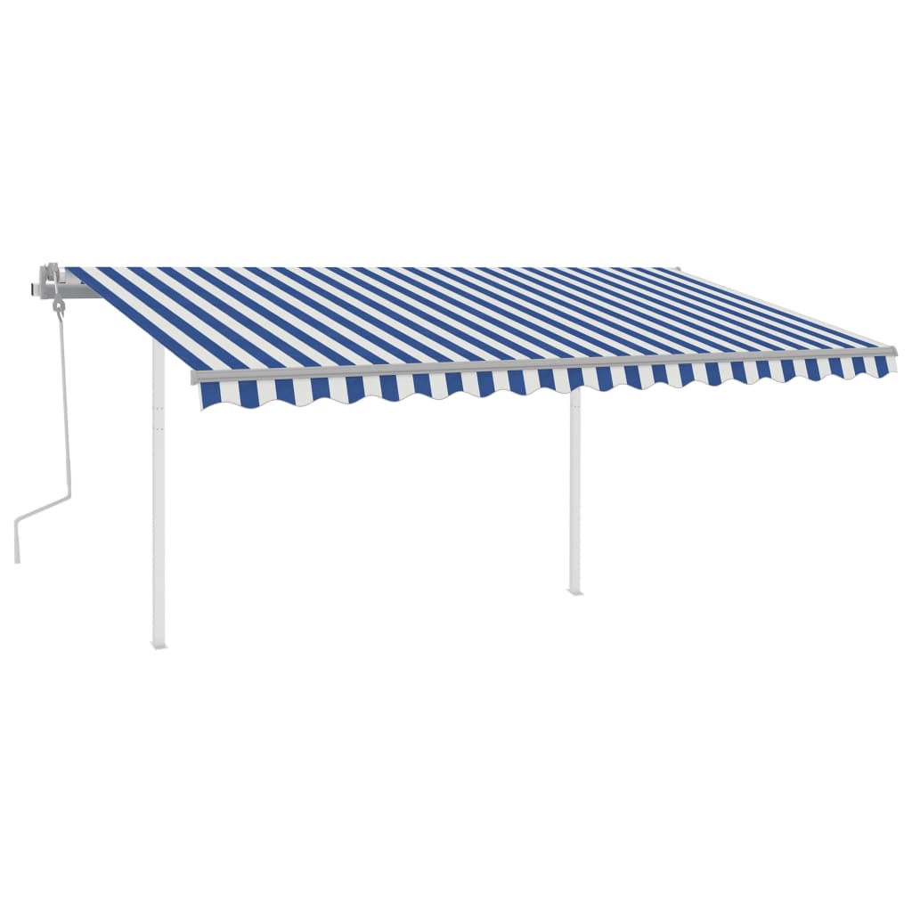 Vidaxl luifel extensible manuellement avec LED 4x3,5 m bleu et blanc