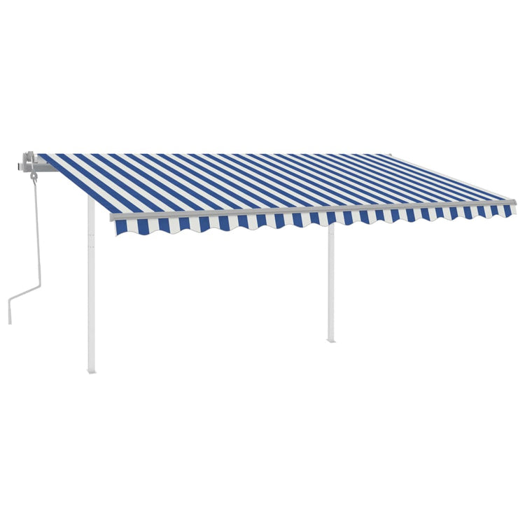 Vidaxl luifel extensible manuellement avec LED 4x3,5 m bleu et blanc