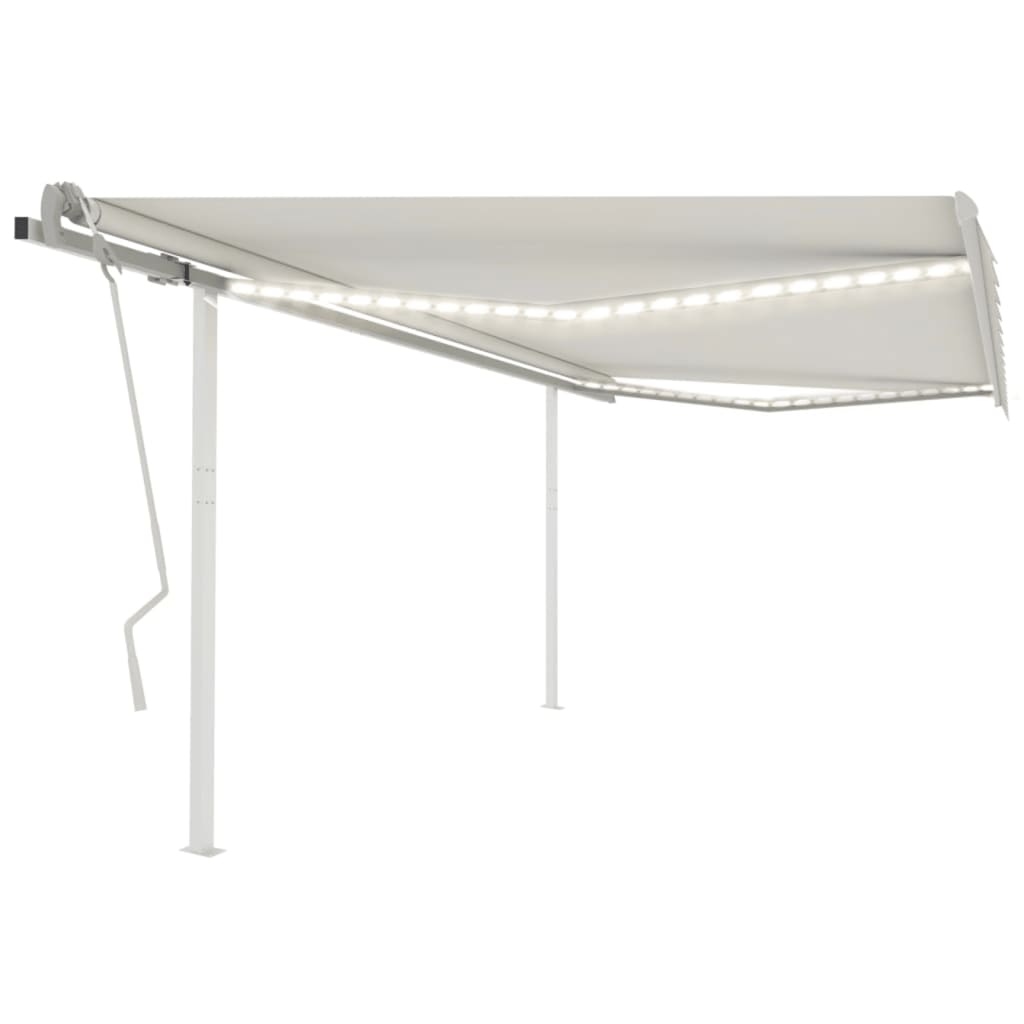 Vidaxl Luifel extensible manuellement avec LED 4x3,5 M crème -colored
