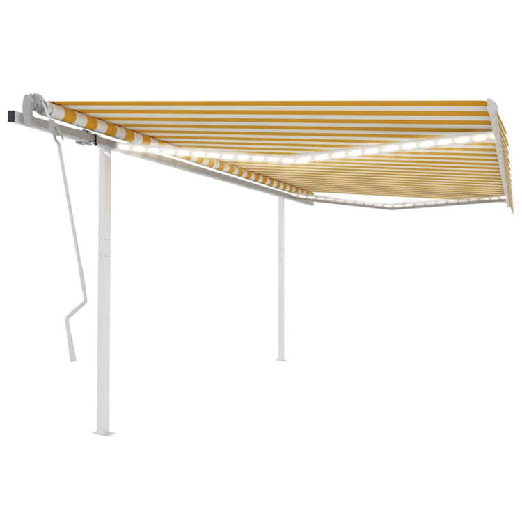 Vidaxl luifel extensible manuellement avec LED 4x3,5 m jaune et blanc