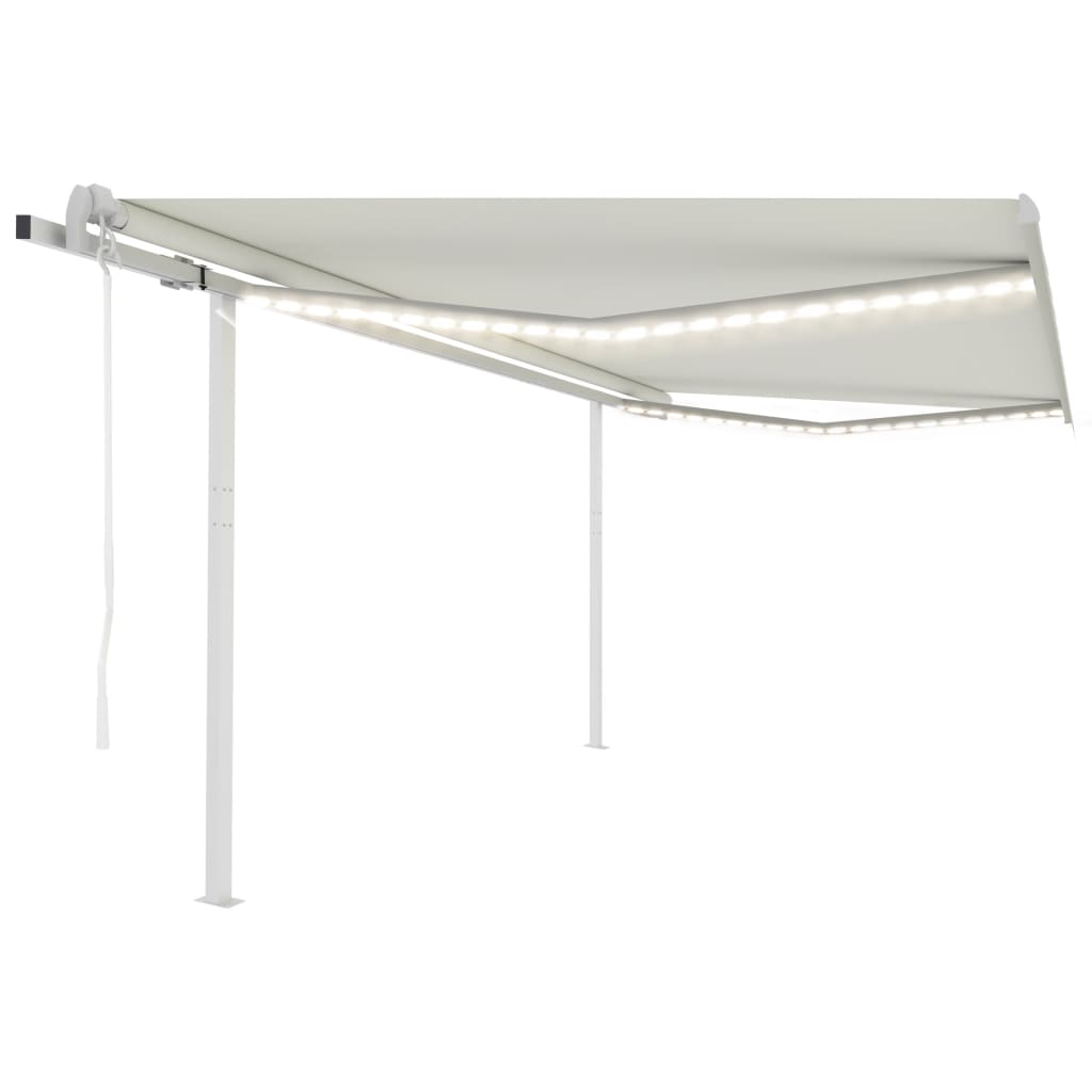 Vidaxl luifel automatique avec led et capteur de vent 4x3,5 m crème -colored