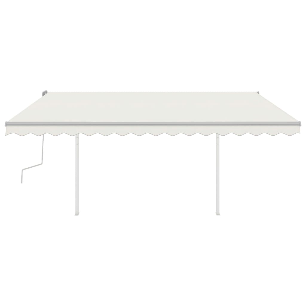 Vidaxl Luifel extensible manuellement avec des poteaux 4,5x3,5 m crème -colored