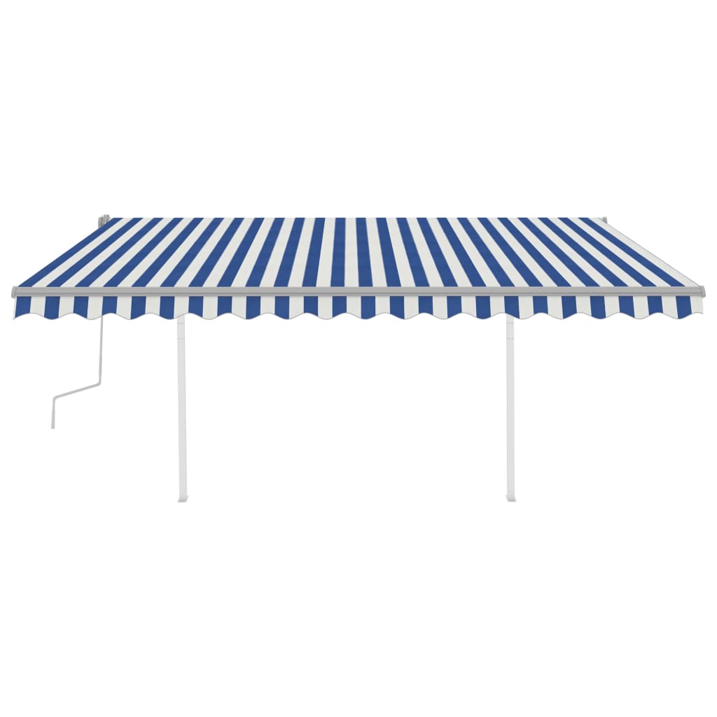 Vidaxl Luifel extensible manuellement avec LED 4,5x3,5 m bleu et blanc