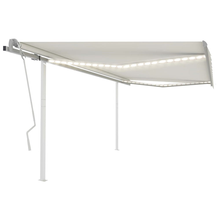 Vidaxl Luifel extensible manuellement avec LED 4,5x3,5 M CRAME -COLORED
