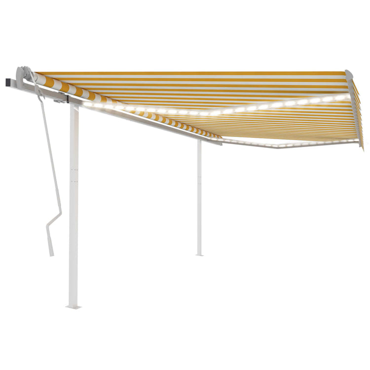 Vidaxl luifel extensible manuellement avec LED 4,5x3,5 m jaune et blanc