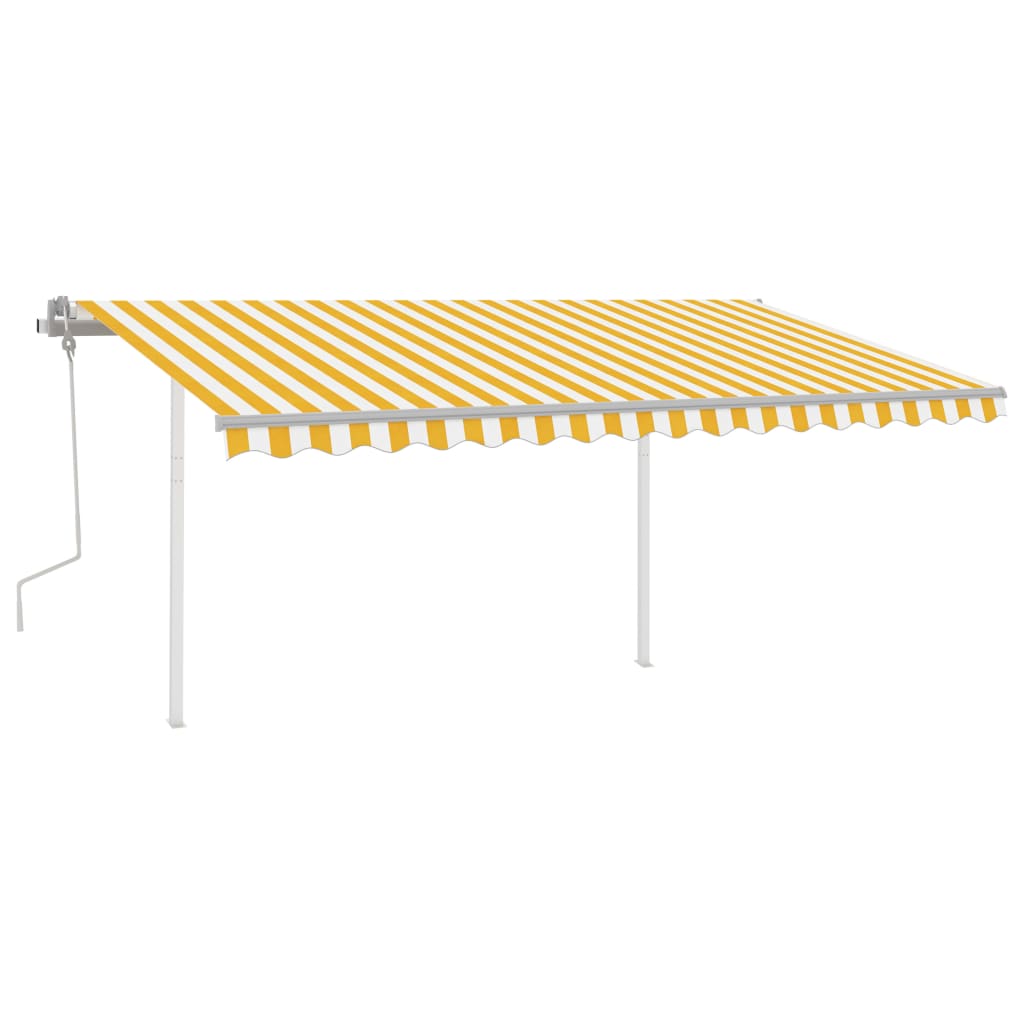 Vidaxl luifel extensible manuellement avec LED 4,5x3,5 m jaune et blanc