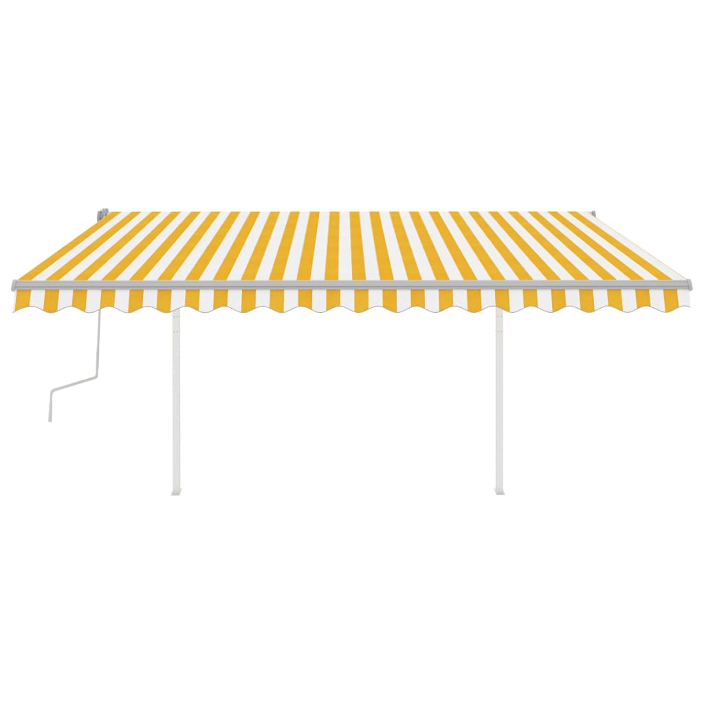 Vidaxl luifel extensible manuellement avec LED 4,5x3,5 m jaune et blanc