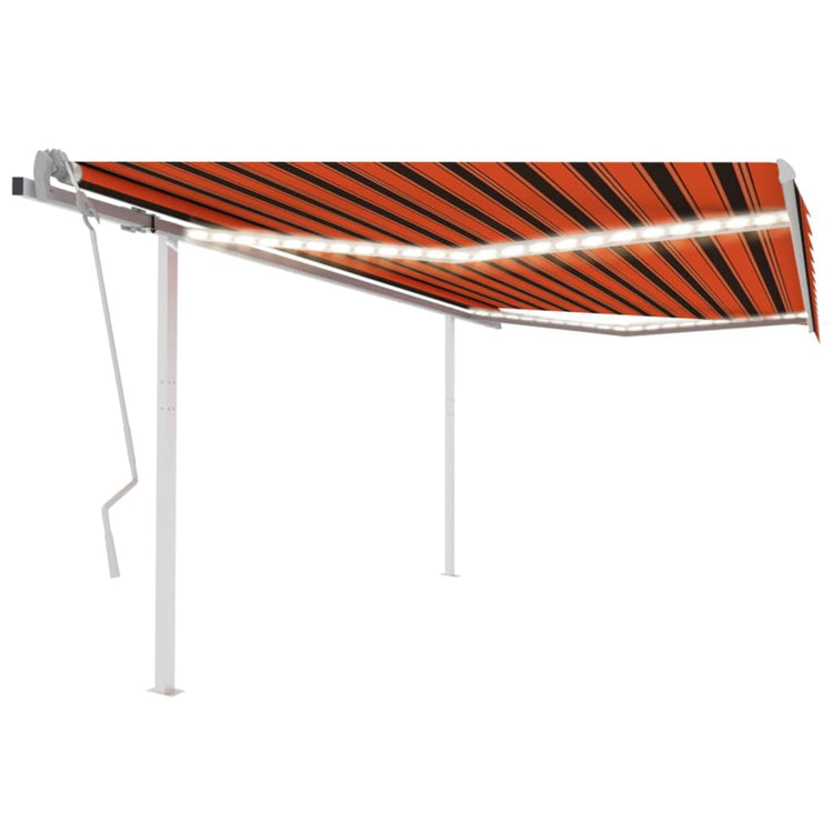 Vidaxl Luifel extensible manuellement avec LED 4,5x3,5 m orange et marron