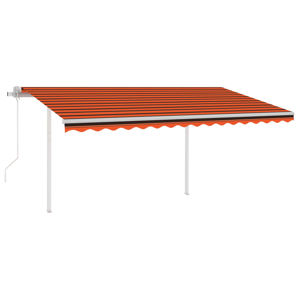 Vidaxl Luifel a automatiquement extensible avec des poteaux 4,5x3,5 m orange brun