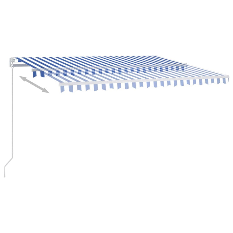 Vidaxl Luifel automatique avec led et capteur de vent 4,5x3,5 m bleu et blanc