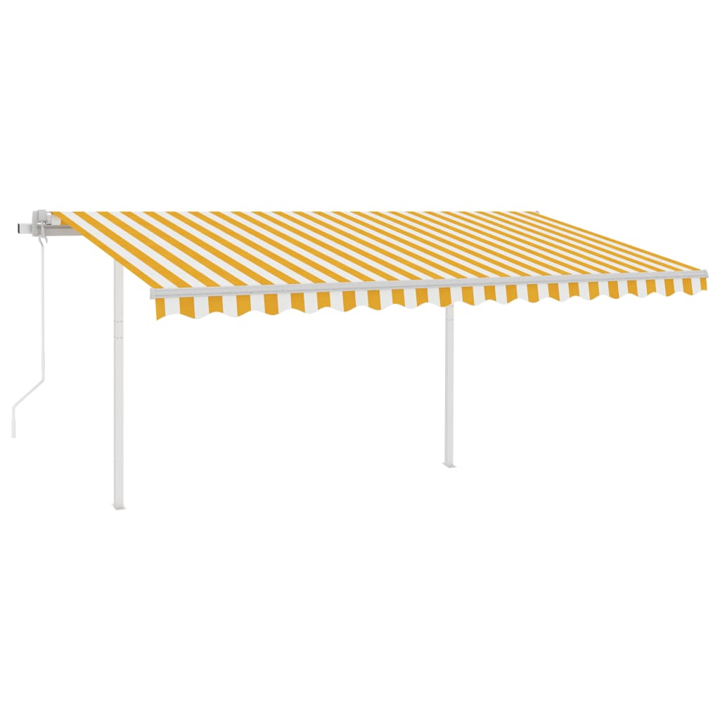 Vidaxl Luifel automatique avec led et capteur de vent 4,5x3,5 m jaune et blanc