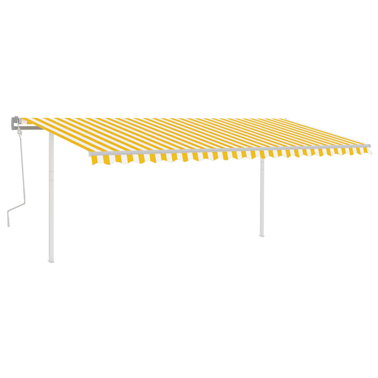 Vidaxl luifel extensible manuellement avec des poteaux 5x3,5 m jaune et blanc