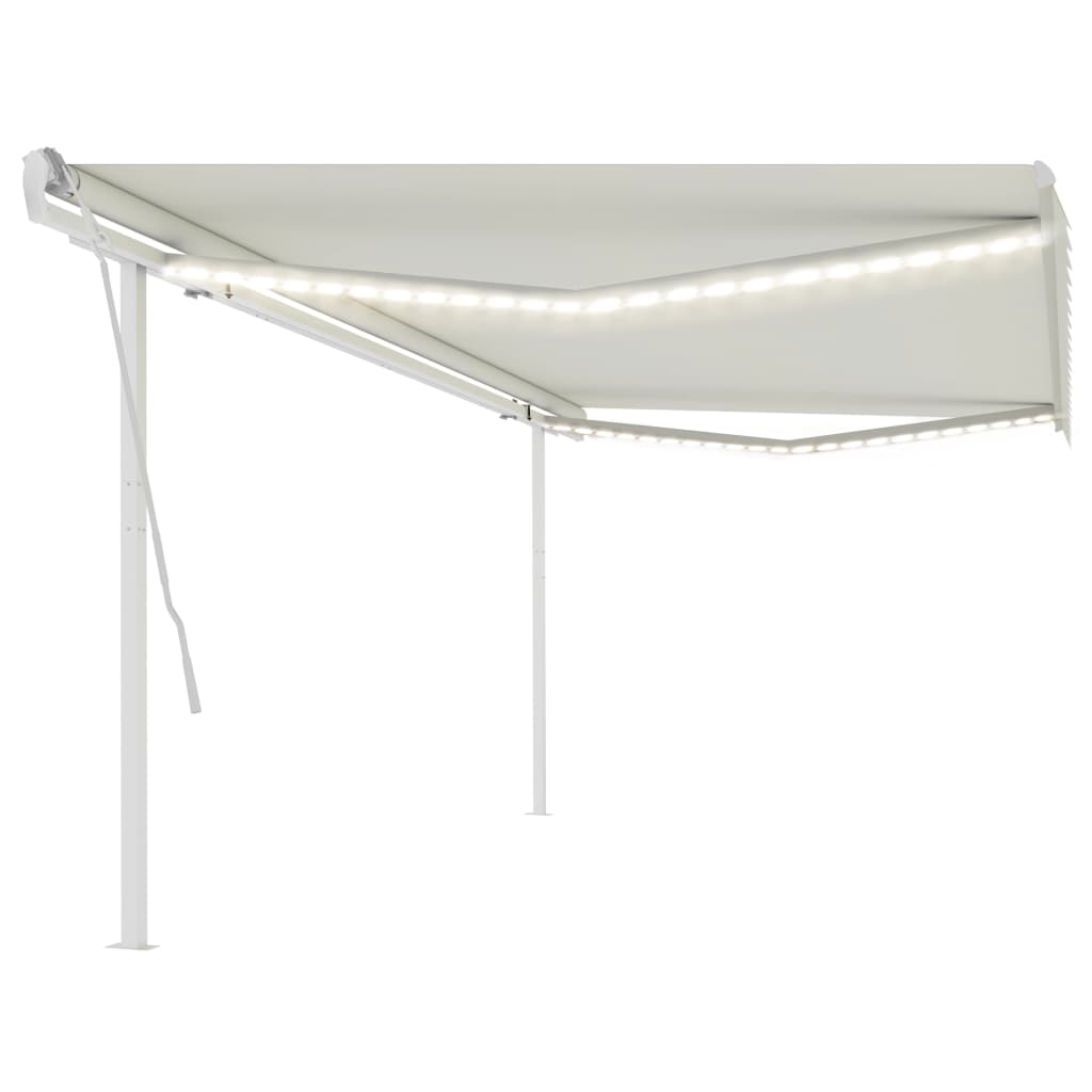 Vidaxl Luifel extensible manuellement avec LED 5x3,5 M crème -colored