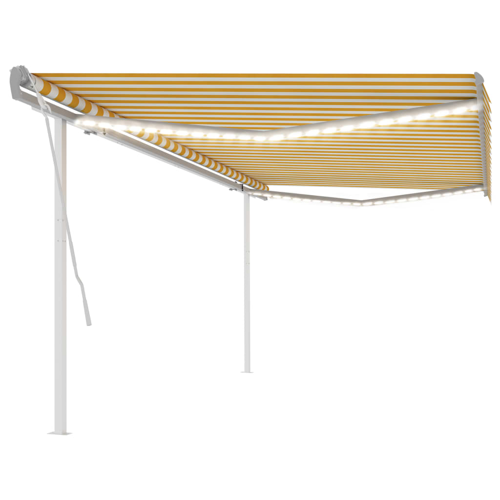 Vidaxl luifel extensible manuellement avec LED 5x3,5 m jaune et blanc