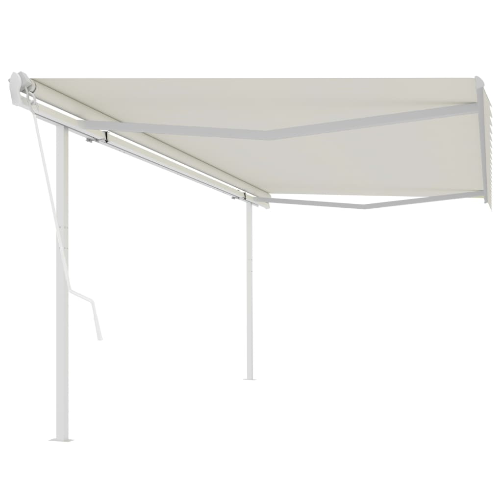 Vidaxl Luifel a automatiquement extensible avec des poteaux 5x3,5 M CRAME -COLORES