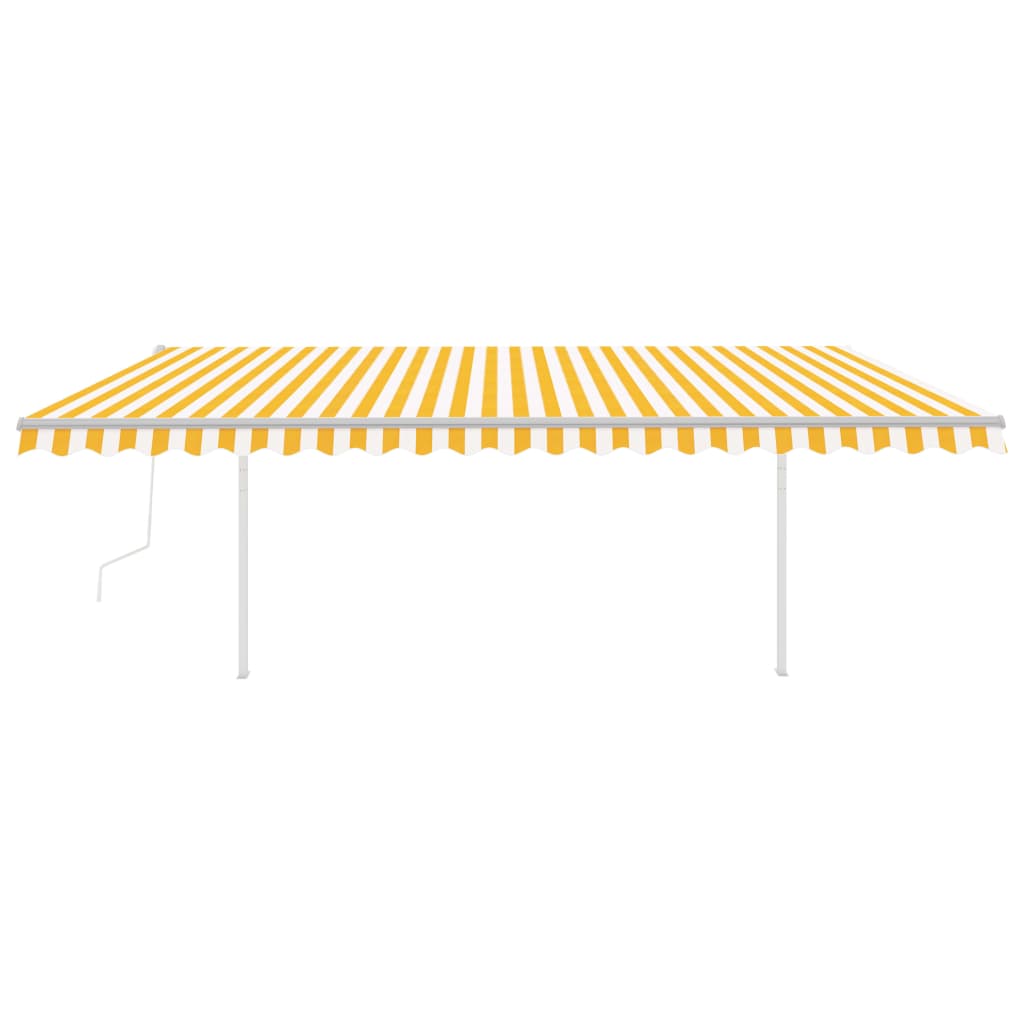 Vidaxl Luifel a automatiquement extensible avec des poteaux 5x3,5 m jaune et blanc