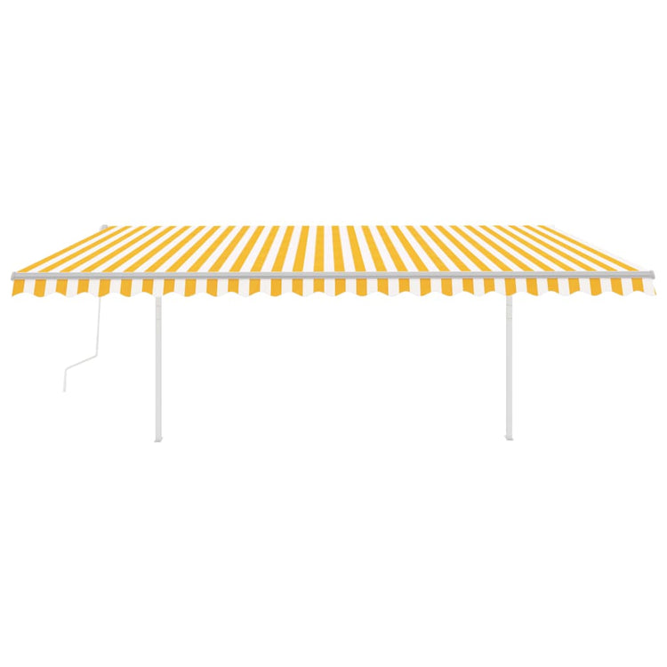 Vidaxl Luifel a automatiquement extensible avec des poteaux 5x3,5 m jaune et blanc