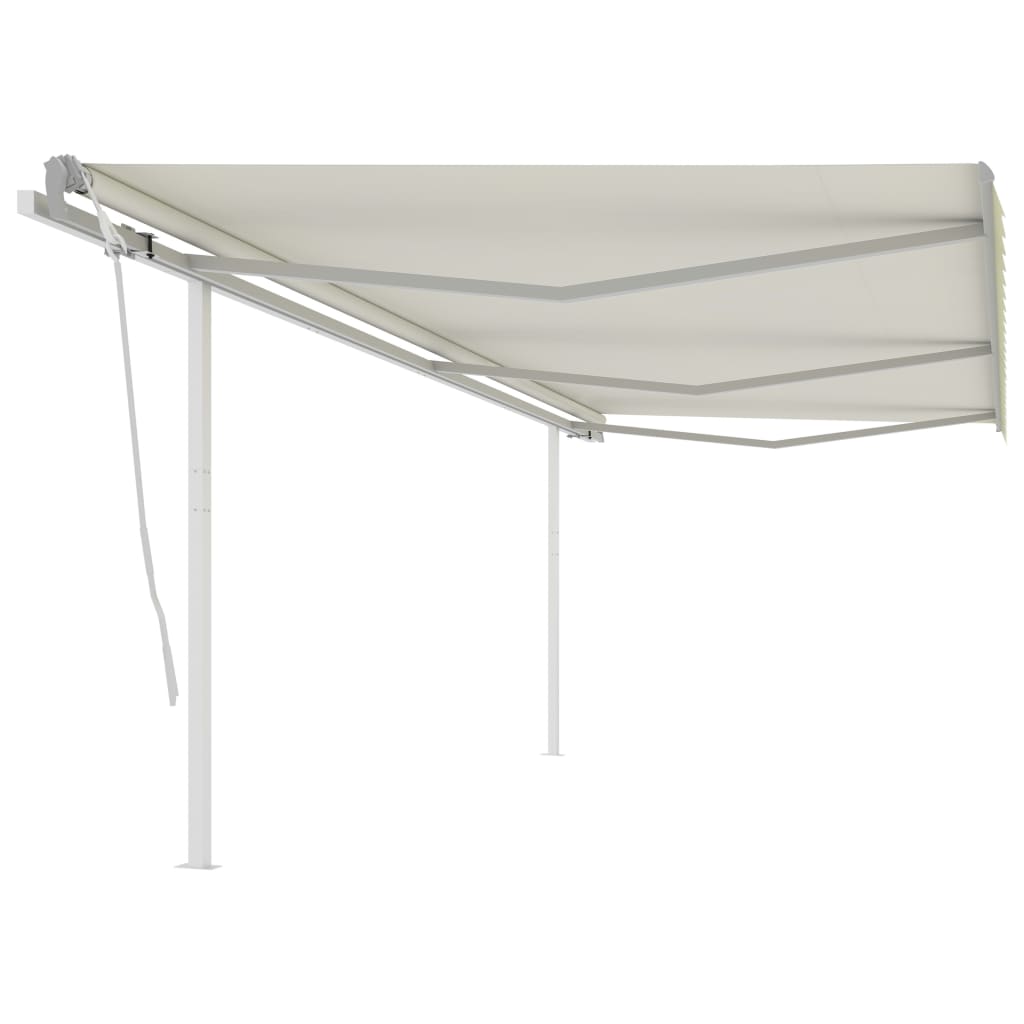 Vidaxl luifel extensible manuellement avec des poteaux 6x3,5 m crème -colored