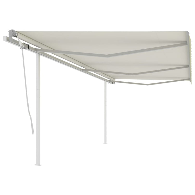 Vidaxl luifel extensible manuellement avec des poteaux 6x3,5 m crème -colored