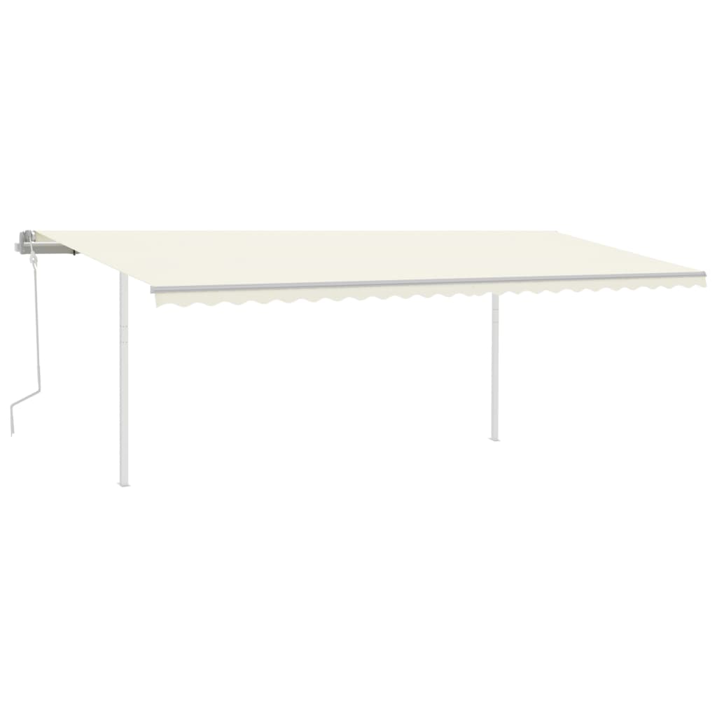 Vidaxl luifel extensible manuellement avec des poteaux 6x3,5 m crème -colored