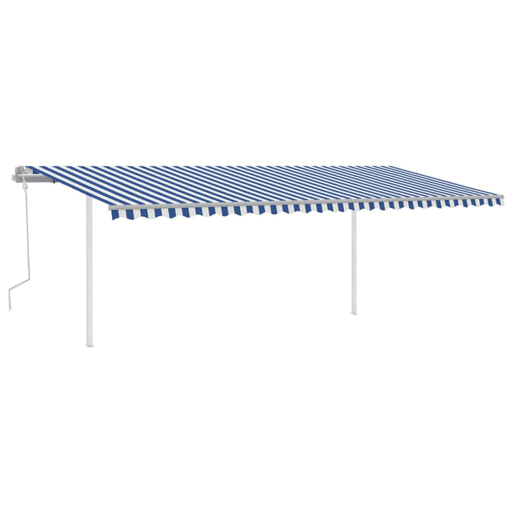Vidaxl luifel extensible manuellement avec LED 6x3,5 m bleu et blanc