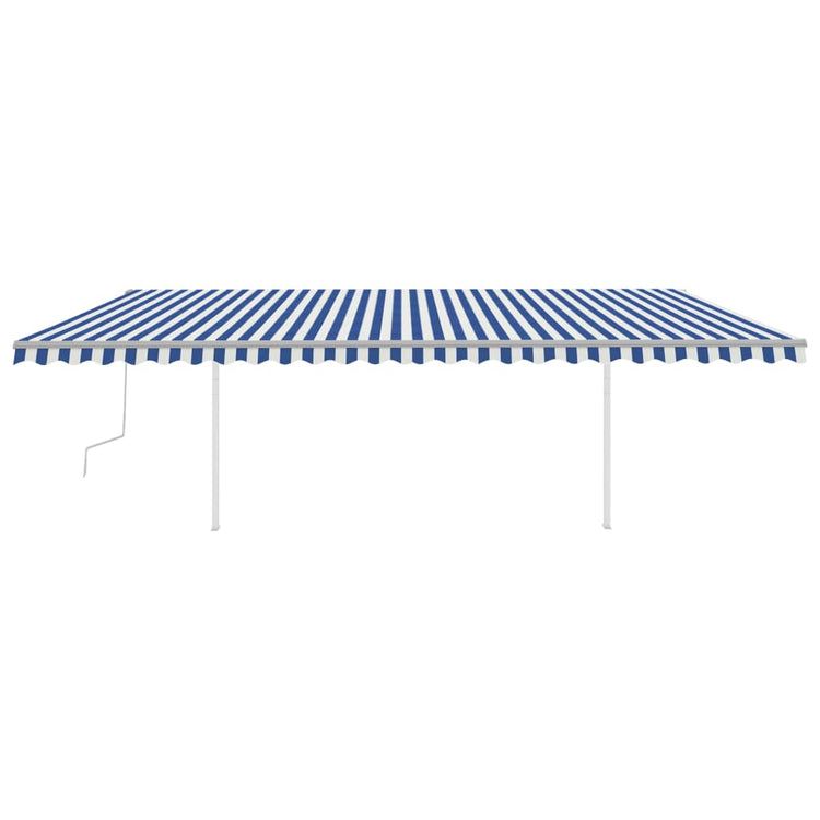 Vidaxl luifel extensible manuellement avec LED 6x3,5 m bleu et blanc