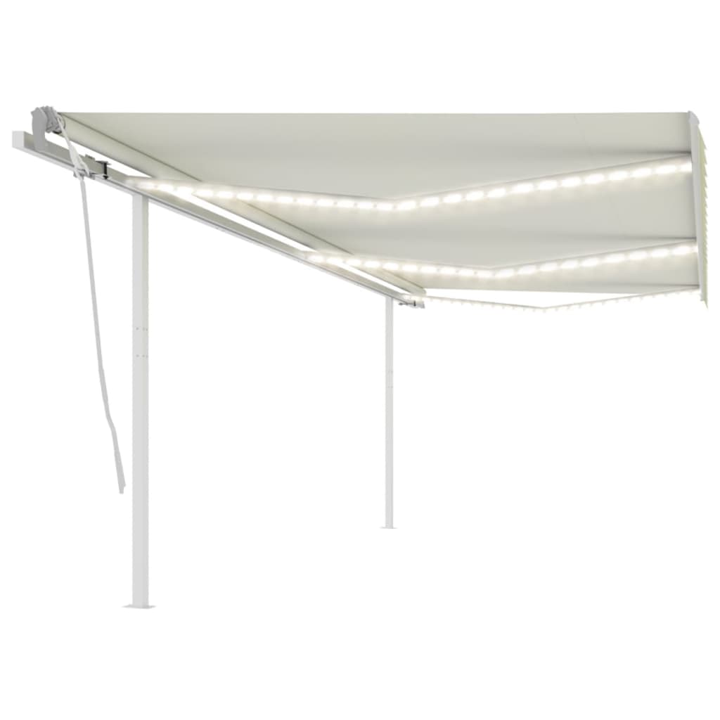 Vidaxl Luifel extensible manuellement avec LED 6x3,5 M crème -colored
