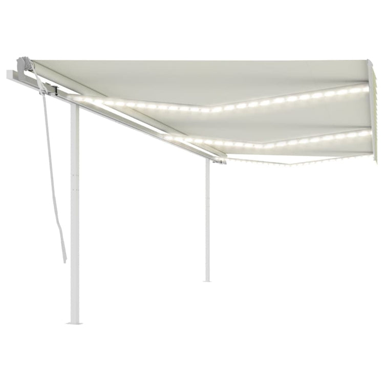 Vidaxl Luifel extensible manuellement avec LED 6x3,5 M crème -colored