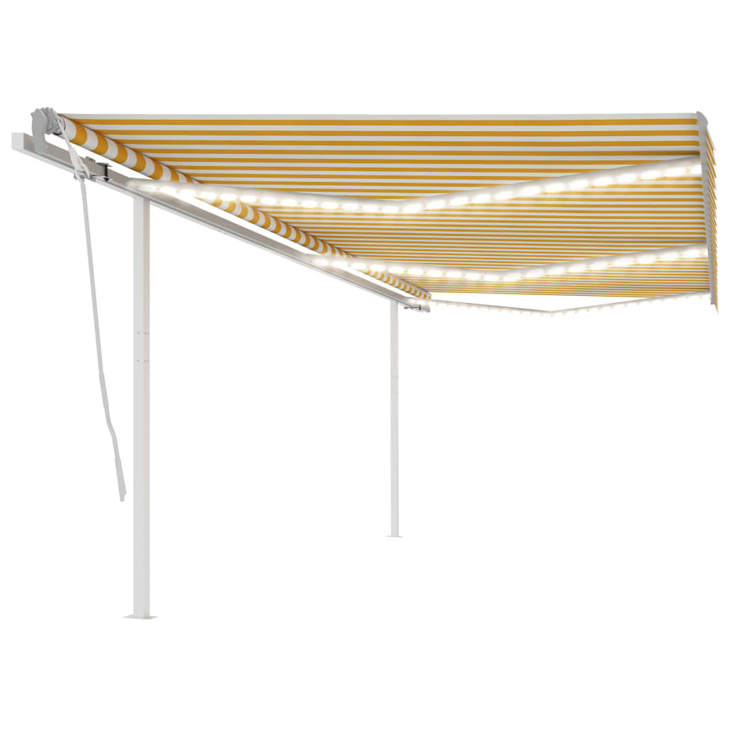 Vidaxl luifel extensible manuellement avec LED 6x3,5 m jaune et blanc