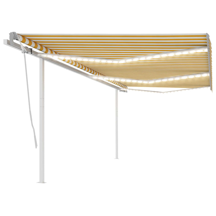 Vidaxl luifel extensible manuellement avec LED 6x3,5 m jaune et blanc