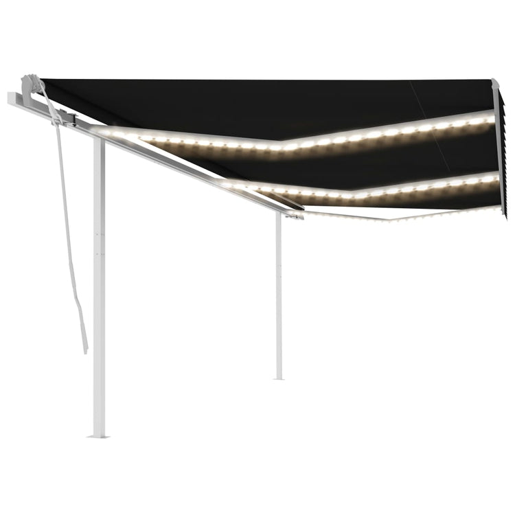 Vidaxl Luifel extensible manuellement avec une LED 6x3,5 M anthracite -colored