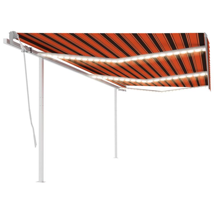 Vidaxl Luifel extensible manuellement avec des poteaux 6x3,5 m orange et brun