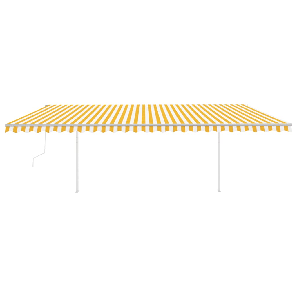 Vidaxl Luifel a automatiquement extensible avec des poteaux 6x3,5 m jaune et blanc