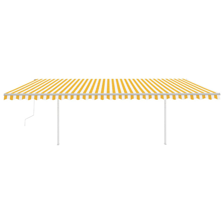 Vidaxl Luifel a automatiquement extensible avec des poteaux 6x3,5 m jaune et blanc