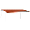 Vidaxl Luifel a automatiquement extensible avec des poteaux 6x3,5 m orange brun