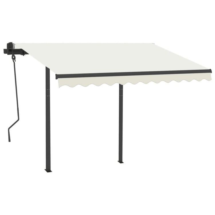 Vidaxl luifel extensible manuellement avec des poteaux 3x2,5 m crème -colored