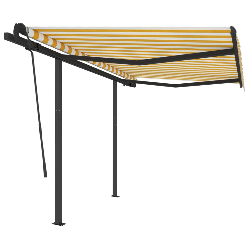 Vidaxl luifel extensible manuellement avec des poteaux 3x2,5 m jaune et blanc