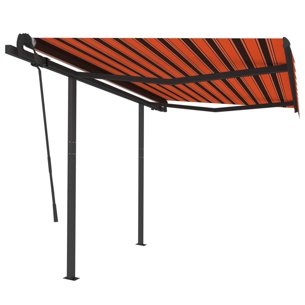 Vidaxl Luifel extensible manuellement avec des poteaux 3x2,5 m orange et brun