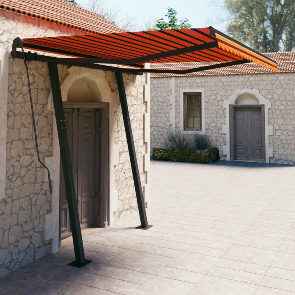 Vidaxl Luifel extensible manuellement avec des poteaux 3x2,5 m orange et brun